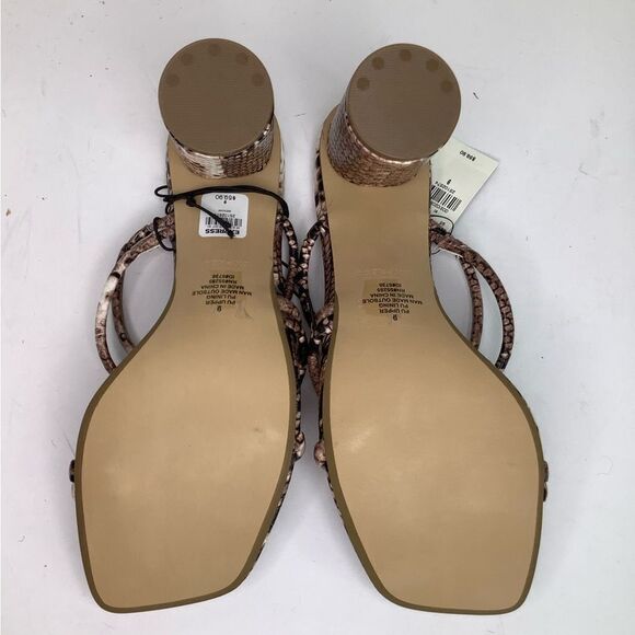New! Express Square Toe Strap Round Heel Faux Leather Snake Print Sandals Sz 9 - Picture 6 of 11